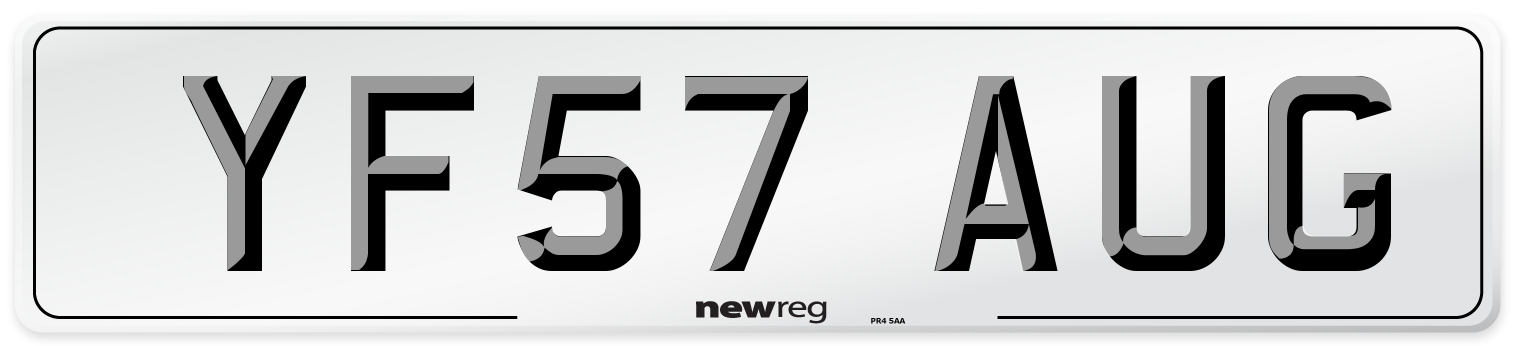 YF57 AUG Number Plate from New Reg